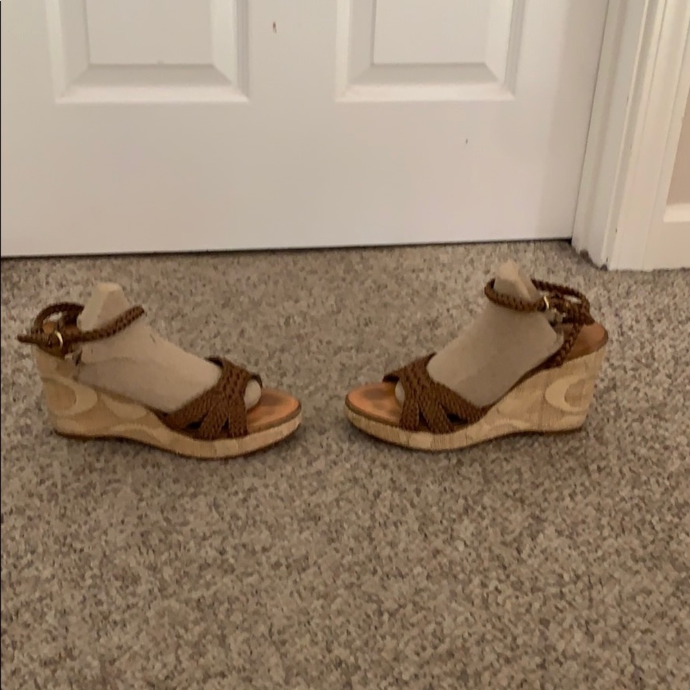 Coach Bronze Logo Arianne Wedge strappy sandals 9